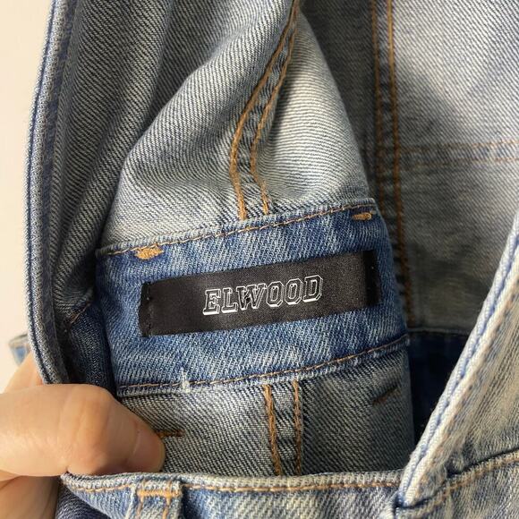 Elwood Men's Slim Destructed Denim Overalls Light Wash Size 32 - Picture 6 of 8